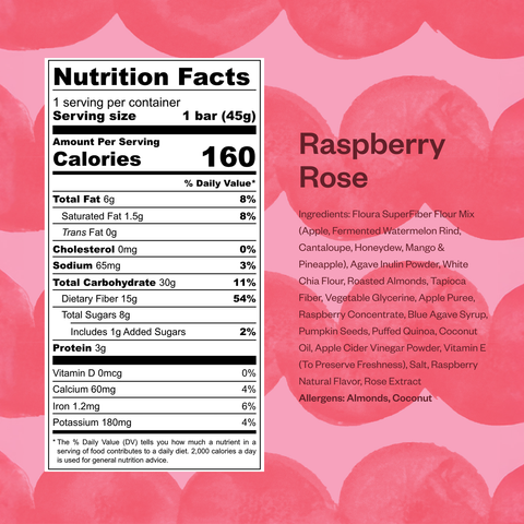Floura - Raspberry Rose Fiber Snack Bar