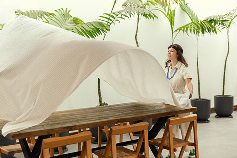 Natural Tablecloth - Modern Stripes