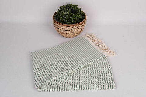Organic Turkish Beach Towel - Green Striped