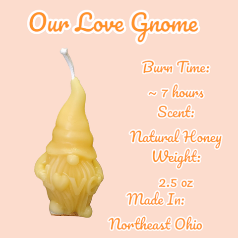100% Pure Beeswax Candle - Love Gnome
