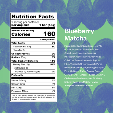 Floura - Blueberry Matcha Fiber Snack Bar
