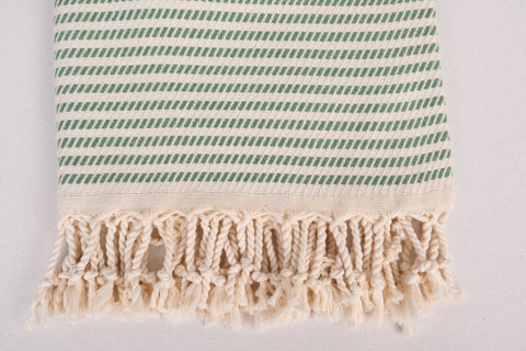 Organic Turkish Beach Towel - Green Striped