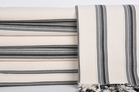Organic Turkish Beach Towel - Grey + Black Peshtemal