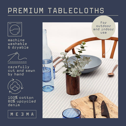 Dusty Blue Striped Tablecloth