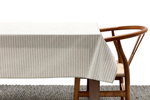Dusty Blue Striped Tablecloth