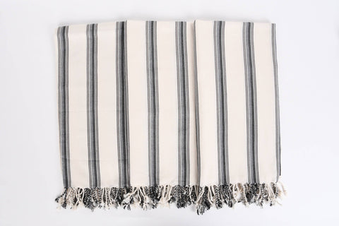 Organic Turkish Beach Towel - Grey + Black Peshtemal