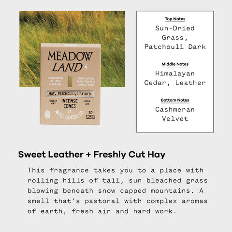 Meadowland Incense Cones – Grass, Cedar & Patchouli