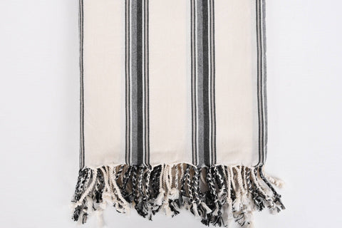 Organic Turkish Beach Towel - Grey + Black Peshtemal