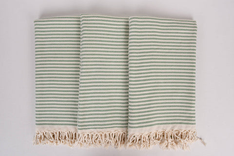 Organic Turkish Beach Towel - Green Striped