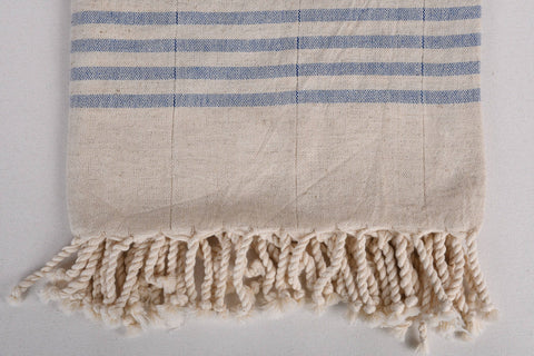 Organic Turkish Beach Towel - Sax Blue Striped
