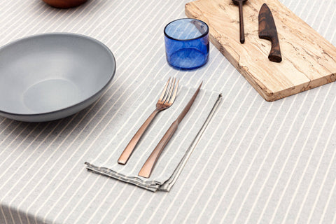 Dusty Blue Striped Tablecloth