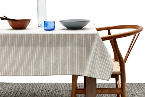 Dusty Blue Striped Tablecloth