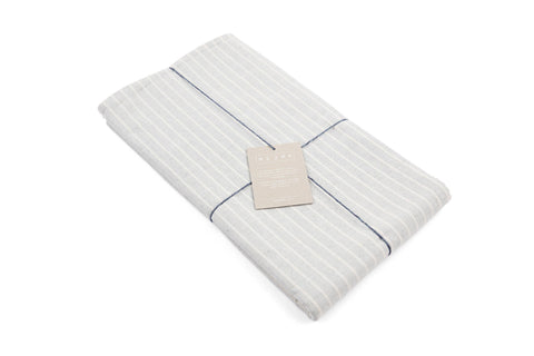 Dusty Blue Striped Tablecloth