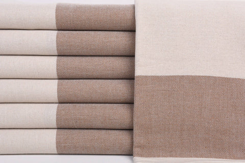 Organic Turkish Beach Towel - Brown Band Peshtemal