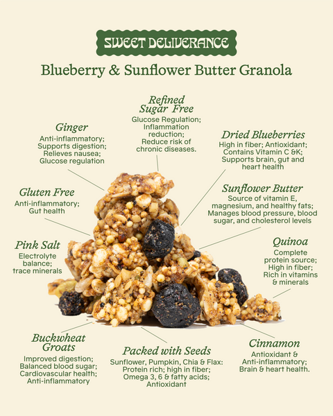 Sweet Deliverance Granola- Blueberry & Sunflower Butter