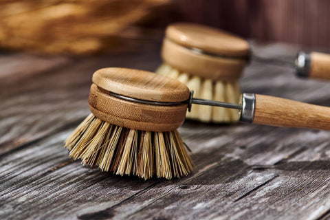 Long Handle Wood & Metal Dish Brush