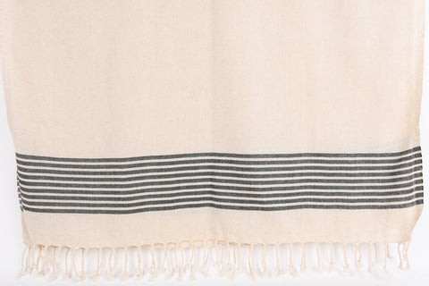 Organic Turkish Beach Towel - Black Striped Peshtemal