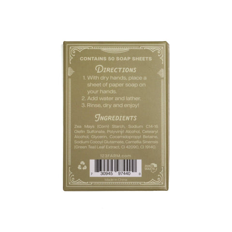 Paper Soap – Green Tea Scent, Travel Size, 50 Sheets by 123 Farm, photo 3
