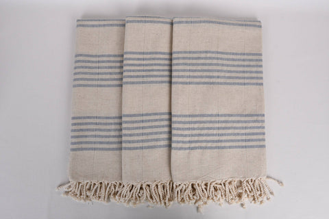 Organic Turkish Beach Towel - Sax Blue Striped