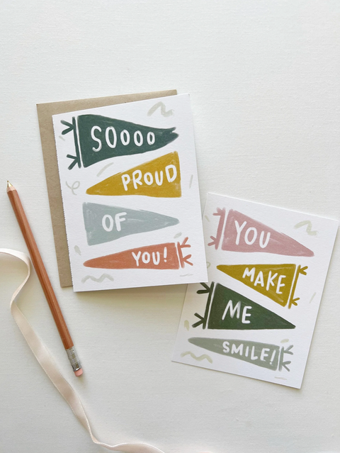 Encouragement Card - So Proud Of You Pennant + Smile