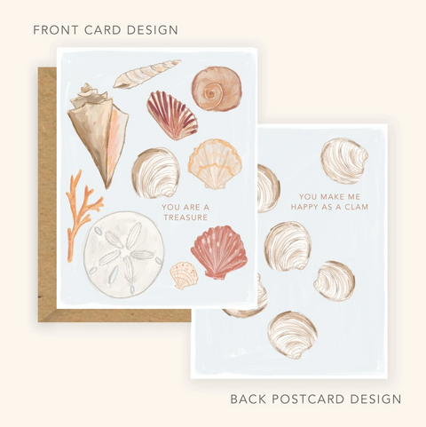 Love + Friendship Card - You're A Treasure + Happy As A Clam