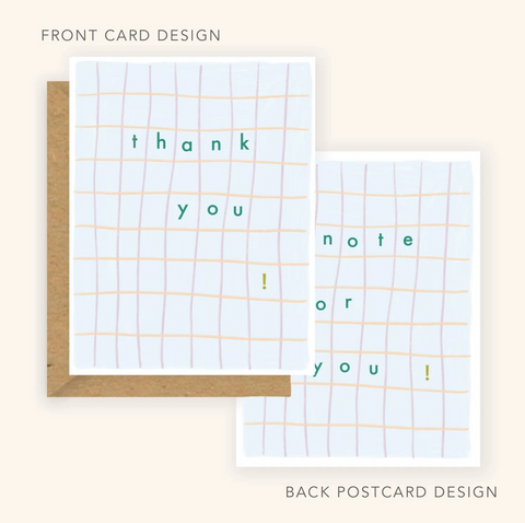 Thank You Card - Thank You Grid + Note For You
