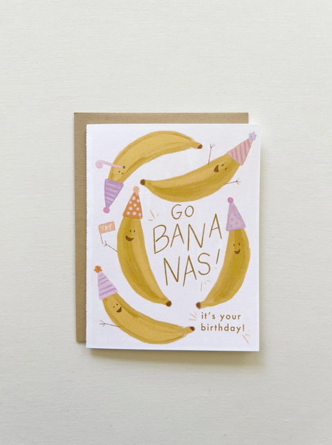 Happy Birthday Card - Go Bananas + Love You A Bunch