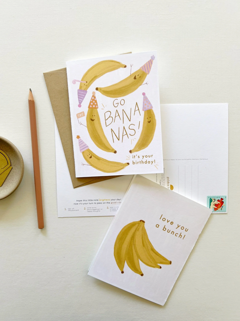 Happy Birthday Card - Go Bananas + Love You A Bunch