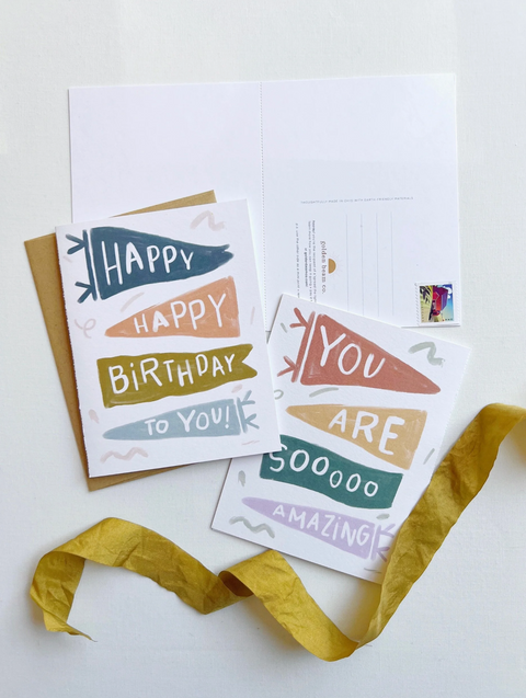 Happy Birthday Card - Pennant + You Are So Amazing