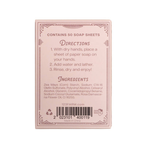 Paper Soap – Rose Scent, Travel Size, 50 Sheets by 123 Farm, photo 3