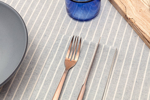 Dusty Blue Striped Tablecloth