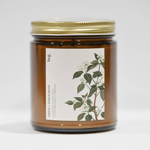 9 oz. Amber + Sandalwood Soy Wax Candle