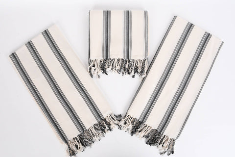 Organic Turkish Beach Towel - Grey + Black Peshtemal
