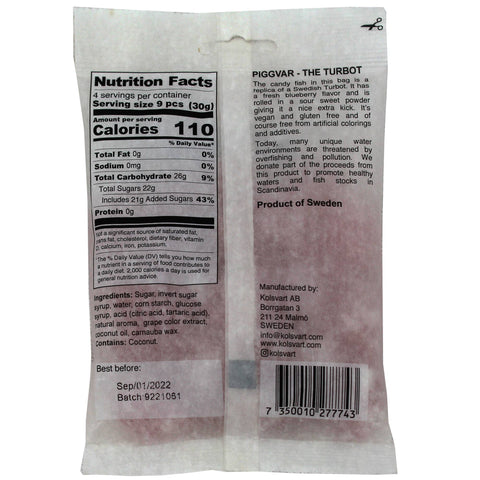 Kolsvart Swedish Fish Gummies - Sour Blueberry