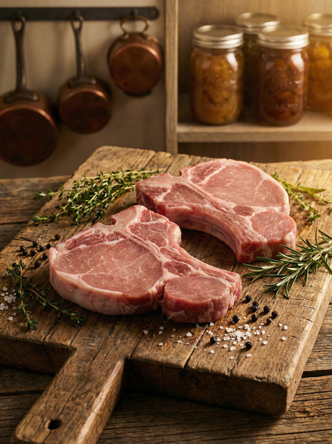 Homestead 41 bone-in pork chops (photo courtesy of Homestead 41)