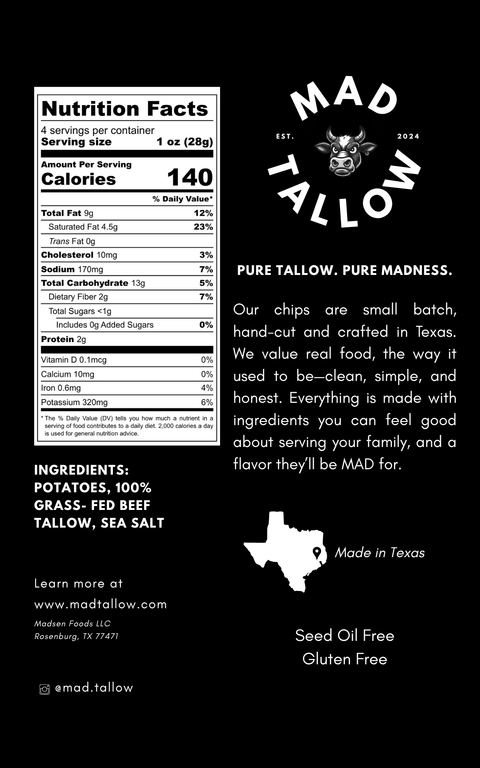 Mad Tallow Beef Tallow Chips - Original Sea Salt