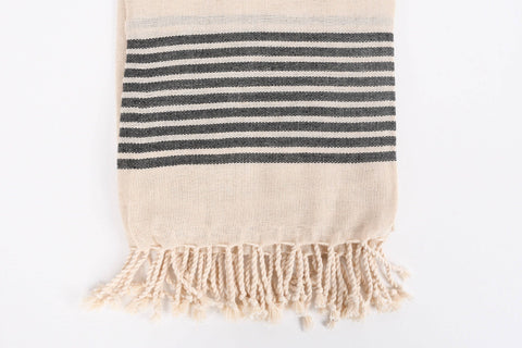 Organic Turkish Beach Towel - Black Striped Peshtemal